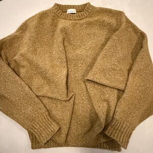 RAEY Olive Gold Oversized Crewneck Wool Cashmere Blend Sweater